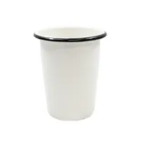 product of TableCraft 80011 - Enamelware Side Cup, 16 oz, Creamy White with Black Rim, Porcelain Coated Steel