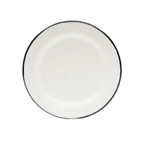 product of TableCraft Products 80018 8" Round Plate, Creamy White with Black Rim, Porcelain Enamel Steel