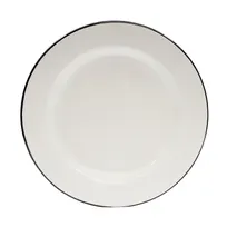 product of TableCraft 80019 Plate - 10-1/4" Round, White with Black Rim, Dishwasher Safe, Porcelain Steel