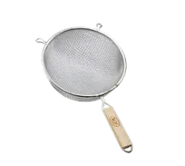 product of TableCraft Products 82 - 6-1/4" Double Fine Mesh Strainer, Tinned, Wooden Handle, Hand Wash Only