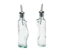 product of TableCraft Products 918 Gemelli Set, Two 8.5 Oz Green Glass Cruet Bottles with Steel Pourers - 1/Set