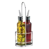 product of TableCraft 918RSN Oil & Vinegar Cruet Set - 2 Glass Bottles (8 oz), Dishwasher-Safe, Pourers & Rack