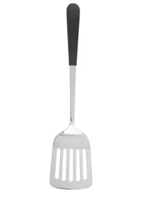 product of TableCraft AM3314BK Antimicrobial Turner, 14" x 3" x 1-1/2", Slotted, 18-0 SS, Black Handle