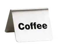 product of TableCraft Products B1 - 2-1/2" x 2" Stainless Coffee Buffet Tent Tabletop Sign, Printed Metal