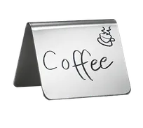 product of TableCraft Products B17 Menu Card Holder, 2-1/2" x 1-1/4" Stainless Steel, Dry-Erase Side, Lip for Card