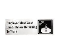 product of TableCraft Products B22 Hand Washing Compliance Sign, 3" x 9", Stainless Steel, Must Wash Hands