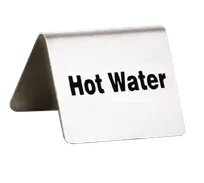 product of TableCraft Products B7 - Hot Water Buffet Tent Sign, 2-1/2" x 2-3/4", Stainless Steel, Metal
