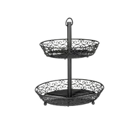 product of TableCraft BKT2A Mediterranean Stand, 9" & 10-1/2" Baskets, 15" Height, Black Powder-Coated Metal