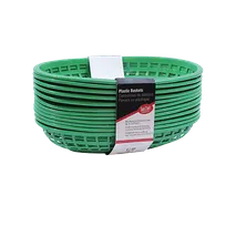product of TableCraft C1074G Green Oval Fast Food Basket, 9-1/4" x 6" x 1-3/4", Heat-Resistant Plastic, 12/Pack