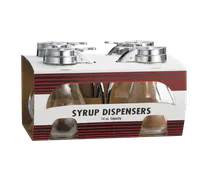 product of TableCraft C414-4 14oz Teardrop Glass Syrup Pourer, Chrome Plated Metal Top, Dishwasher Safe, 4/Pack