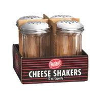 product of TableCraft C800-4 Cheese & Spice Shaker, 12 oz Fluted Glass, Stainless Steel Perforated Top, 4/Pack