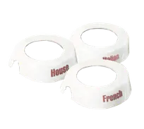 product of TableCraft CM12 ID Collar - 48 oz. Dispenser, White Plastic, Maroon Print, Fits 483/484 - 10/Set