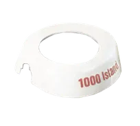 product of TableCraft CM8 Dispenser ID Collar - 48oz White Plastic, Maroon 1000 Island Print, Fits 483 & 484