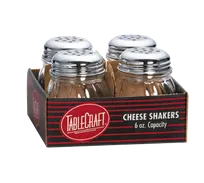 product of TableCraft CP260-4 Cheese Shaker, 6 oz. Polycarbonate Jar, Perforated Chrome Top, Metal Lid, 4/Pack