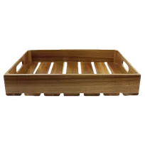 product of TableCraft CRATE124 Acacia Brown Serving Crate, 12-3/4" x 10-3/8" x 4-1/4", Fits 1/2 GN Pan