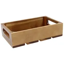 product of TableCraft CRATE13 - Acacia Wood Display Crate, 12-3/4" x 7" x 2-3/4", Fits 1/3 GN Pan, Brown Handles