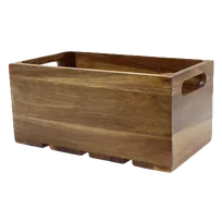 product of TableCraft CRATE136 - Acacia Wood Serving & Display Crate, 12-3/4" x 6-7/8" x 6-1/4", Brown, Handles