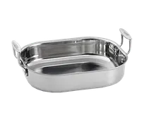 product of TableCraft CW2030 3-Qt Roasting Pan, 11" x 9" x 2" Stainless & Aluminum, 500°F, Dishwasher Safe