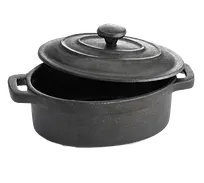 product of TableCraft CW30112 Mini Dish, 8oz, 4-5/8" x 3-3/4" x 1-3/4", Oval, Cast Iron, Non-Stick, Handles Lid