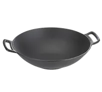 product of TableCraft CW30116 6-Qt 14" Cast Iron Wok, 2 Handles, Pre-Seasoned, Induction Ready, 3-5/8" Depth