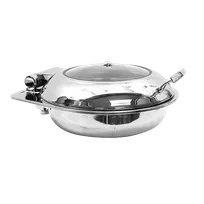 product of TableCraft CW40165 6-qt Stainless Steel Chafing Dish, 17-1/4" Dia, 19-1/4" H, Hinged Cover, Steam Pan