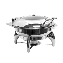 product of TableCraft CW40177 Fuel Chafer Dish, 6-qt. Round Stainless Steel, Hinged 17-1/4" x 19-1/2" x 12-1/4"