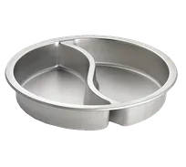 product of TableCraft CW40297 Chafing Dish Pan, 15" Dia x 2-1/2" Deep, 2 x 2.5 Qt Divided Steel, Fits CW40168-65