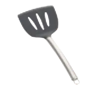 product of TableCraft CW403 - 14" Black Silicone Slotted Turner, Stainless Steel Handle, Wide Serving Spatula