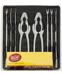 product of TableCraft H76984 8-Piece Seafood Kit, 2 Chrome Lobster Crackers, 6 Fork Picks - 1 Set