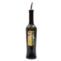 product of TableCraft H934 - 17oz Dark Green Luna Glass Bottle, All-Purpose, Stainless Steel Pourer