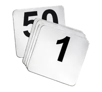product of TableCraft N150 - 4" Stainless Steel Restaurant Table Numbers Set, 1-50 Cards, Hand Wash Only