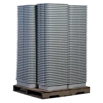 product of TableCraft Products P1537G Bus Box, 21-1/2" x 15-3/4" x 7" Gray High-Density Polyethylene Tote with Stackable Design, Reinforced Handles, and Dishwasher Safe Pebbled Finish