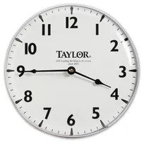product of Taylor Precision 166 Patio Clock – 12" Diameter, Weather‑Resistant, Silver Bezel, Screen Graphics