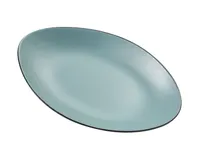 product of Yanco BM-211TL - Oval Melamine Plate, 11.5"W x 1"D x 7"H, Gray & Teal, 10"-12" Diameter, - Dozen