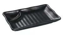 product of Yanco BP-4010 Black Melamine Plate, 10" X 5-1/2", With Sauce Compartment, Matting - Dozen