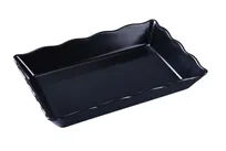 product of Yanco DC-6114B Serving Tray - Rectangular 14" x 9-1/2" x 2", Scalloped Edge, Black Melamine Tabletop