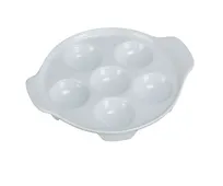 product of Yanco ESC-8 Escargot Plate, 8" Porcelain, White, 6 Holes, Dishwasher/Oven/Microwave Safe - Dozen