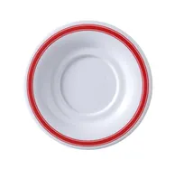 product of Yanco HS-9303 - 5" Round Saucer, Melamine, White with Red Band Heavyweight Dishwasher Safe - Dozen