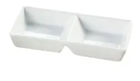 product of Yanco ML-728 - 10" White Porcelain Rectangular Tray 2 Compartments 10 oz 10" x 4" x 1-5/8" - Dozen
