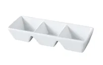 product of Yanco ML-737 - 7" x 2.5" x 1.25" Porcelain 3-Compartment Tray, 1.5 oz Each, White, Safe - Dozen