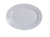 product of Yanco MM-14 - Oval Porcelain Platter 14" x 10", Bone White, Embossed Rim, Dishwasher Safe - Dozen