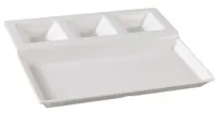 product of Yanco NC-2520 12" x 10-1/2" Rectangular 4-Compartment Melamine Plate White Heavy-Duty - Dozen