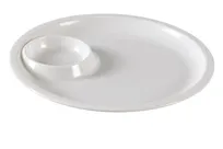 product of Yanco NC-7521 10" Round Tray, White Melamine, 2 Compartments, Heavy-Duty, Dishwasher Safe - Dozen