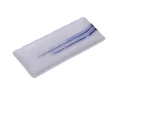 product of Yanco OC-3112 Sushi Plate, 11.5" x 5.5" Porcelain, White/Blue Glazed, Oven/Microwave Safe - Dozen