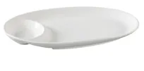 product of Yanco PS-2011 - 11" Oval White Porcelain Compartment Plate 2 Compartments, Dishwasher Safe - Dozen