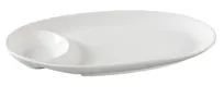 product of Yanco PS-2013 - 13" Oval White Porcelain Plate with Sauce Compartment - Dozen