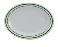 product of Yanco PT-216 Oval Platter, 16" x 12" Melamine Beige with Green Band, NSF - Dozen