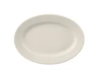 product of Yanco RE-19 Platter 13-1/2" L x 9-1/2" W, Rim Rolled Edge White Ceramic Dishwasher Safe - Dozen