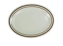 product of Yanco SS-214 - 14" x 10" Oval Melamine Platter, Beige Brown Band, Dishwasher Safe, NSF - Dozen