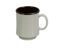 product of Yanco SS-908 - 8 Oz Mug, 3" Dia x 3-3/4" H, Melamine, Two-Tone Brown/Beige - Dozen